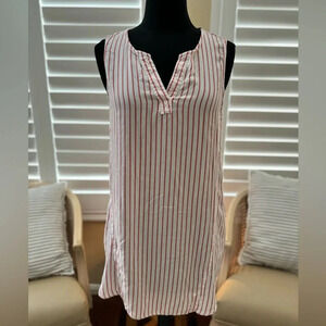 BeachLunchLounge | White with Red Stripe Sleeveless Tunic Dress - Size S